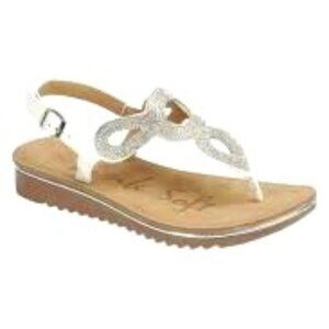 White sandals with silver diamond rhinestones Girls 9